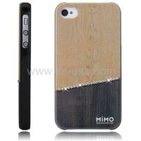 MiMO Series Crude Wood Style Handmade Diamond Encrusted Plastic Case for iPhone 4 & 4S thumbnail image