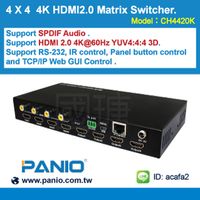 4K 60HZ HDMI2.0 4 IN 4 OUT Matrix Switcher with Audio thumbnail image