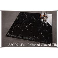 S8C001 Inkjet Black Glitter Vitrified Glazed Marble Floor Hotel Tile thumbnail image