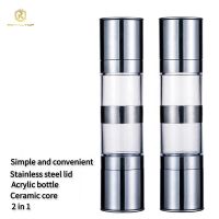 Modern kitchen 2 in 1 manual spice mill bottle stainless steel salt and pepper grinder set thumbnail image
