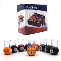 9 Pcs Pool Shot glass Set based in ball Billiard Ball Base Shot Glass Drinking Game thumbnail image