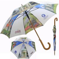 Digital printing wooden handle european style straight umbrella S10047 thumbnail image