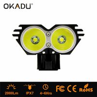 OKADU HT2A Powerful 2 Cree T6 LED 2000Lumens Bike Head Light Rechargeable Battery Pack Bicycle Head thumbnail image