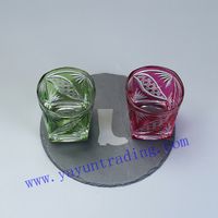 hand etched overlay 210ml square wine glass tumbler thumbnail image