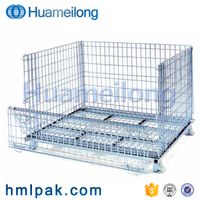 Industrial stackable collapsible lockable rigid galvanised steel wire mesh storage containers thumbnail image