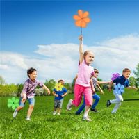 Plastic Windmill Wind Spinner Wood Handle Kids Toy Lawn Garden Yard thumbnail image