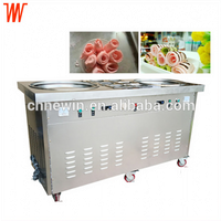 Double pan CE certified fried fry ice cream machine roll with 6 containers thumbnail image