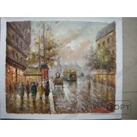Paris Street Oil Painting on Canvas 1005 Hand-made  PS006 thumbnail image