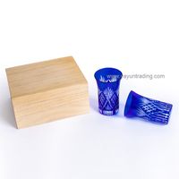 Hand Cutting Cobalt Blue Whiskey Shot Glass with Gift Box for Wedding And Collection thumbnail image