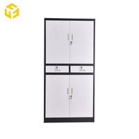 Furnitopper Steel Office Cabinet Metal Glass Door File Cabinet with Two Middle Drawers thumbnail image