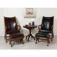 NEW ITEM---American Simple Wooden Leather Leisure Chair, Stool & Ottoman thumbnail image