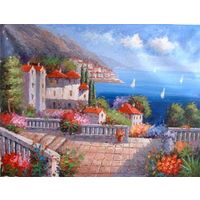 Mediterranean&Garden Oil Painting on Canvas 100% Hand-made  Garden20 thumbnail image