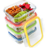 3 compartment high borosilicate glass food container thumbnail image