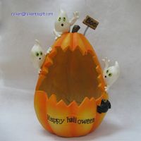 10 Inch Resin Pumpkin With Three Ghost thumbnail image