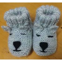 hand knitted bear baby booties thumbnail image