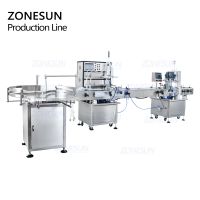 ZONESUN Juice Milk Small Automatic Bottle Water Liquid Turntable Capping Packaging Filling Machine thumbnail image