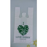 recycle plastic bag, t-shirt bag green printed thumbnail image