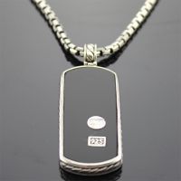 925 Silver Men's Jewelry Black Onyx Dog Tag (M-011) thumbnail image