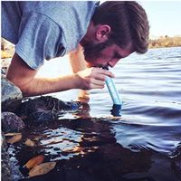Microplastic water filter straw camping removes 99.999% of bacterial parasites from water thumbnail image