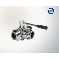 Sanitary Stainless Steel Welded Threaded Tri Clamped End Three Way Tee Ball Valve thumbnail image