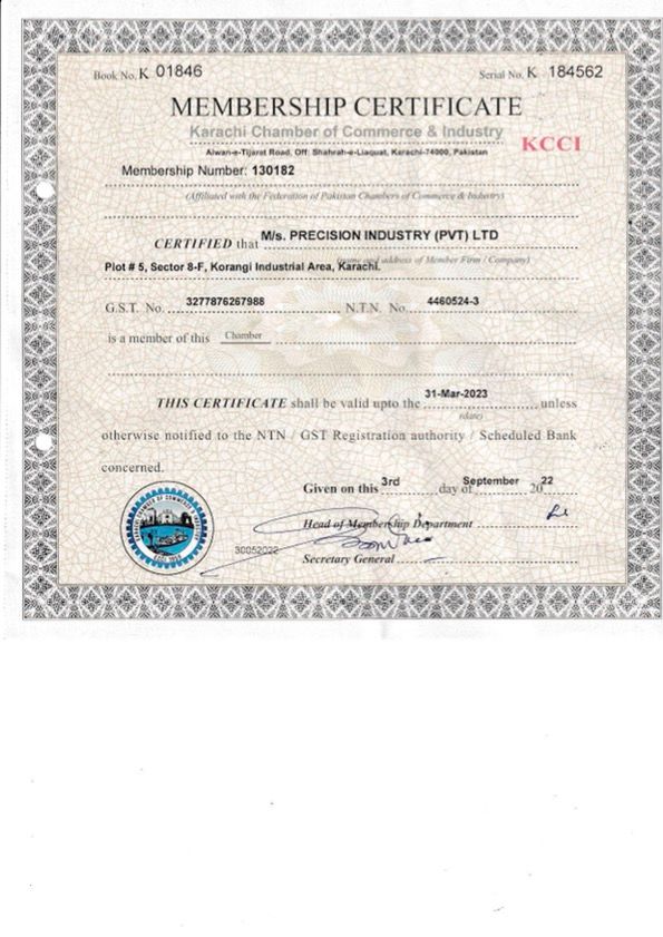 Chamber of Commerce Certificate